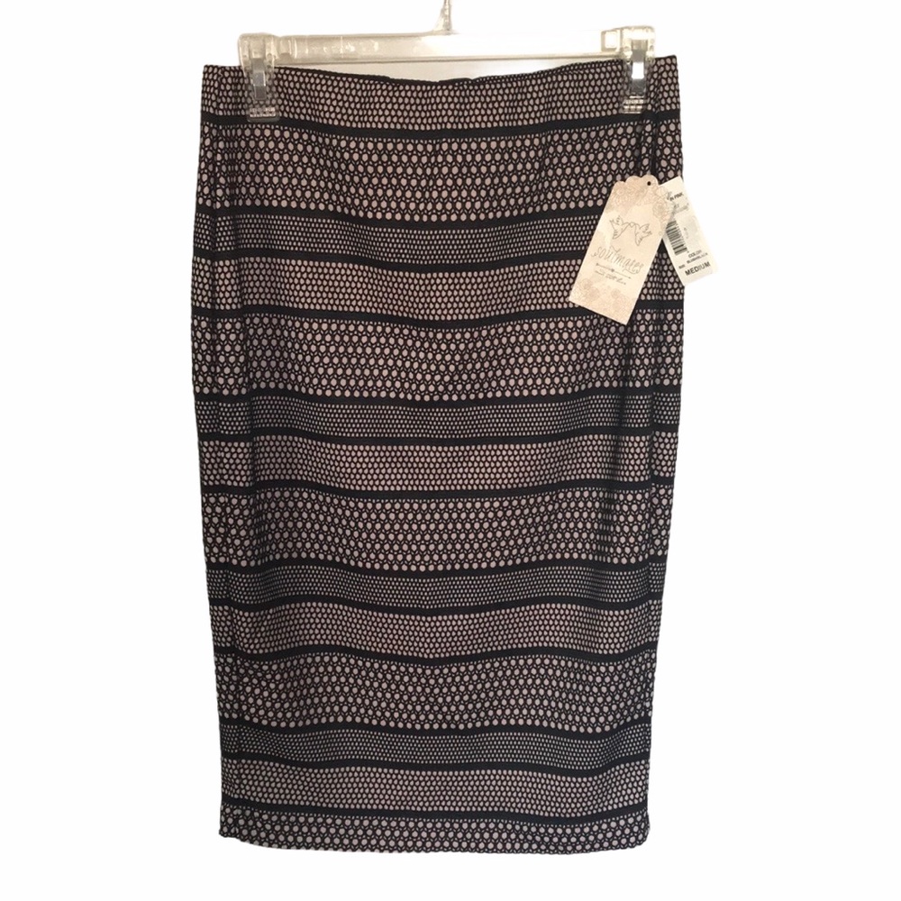 Soulmates Women’s Size Medium Blush/Black Pencil Style Skirt Romantic Versatile